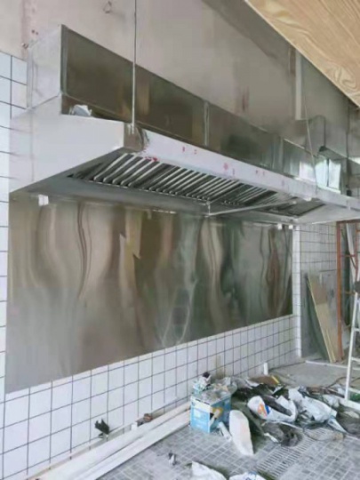 清远市食堂厨房排烟不锈钢烟罩油烟管道制作安装